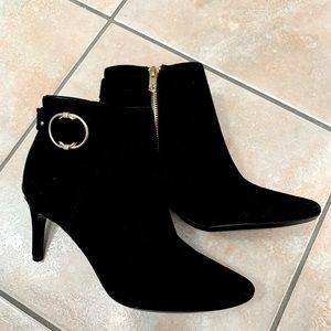 New Calvin Klein Ankle Booties Black Suede Leather